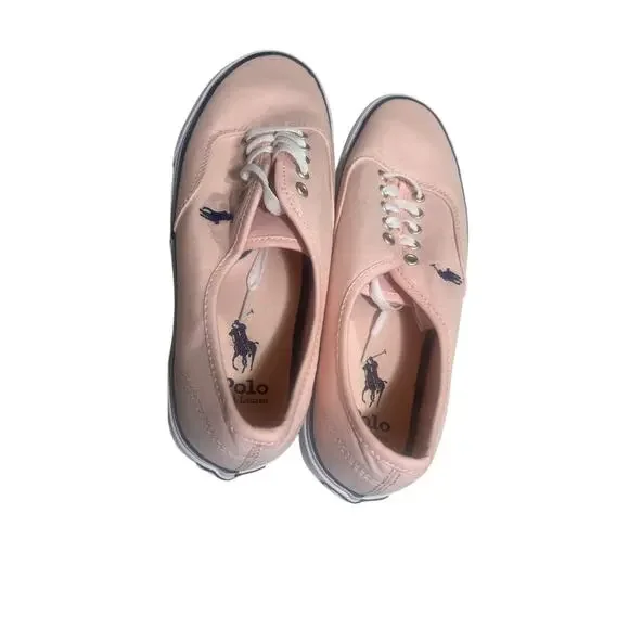 Ralph Lauren Pink Men’s Keaton Canvas Leather Trim Sneakers NWB